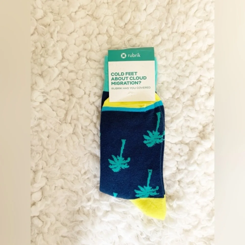 New Rubrik Travel Navy & Yellow Palm Tree Print Women's Socks